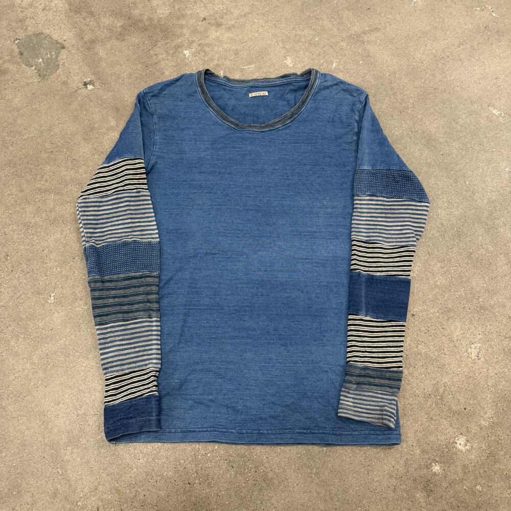 KAPITAL Border Indigo Patchwork Boro Style Long Sleeve Size Medium Japan